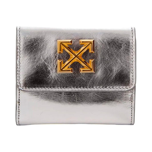 Off-White Silver Leather Wallet Off-White