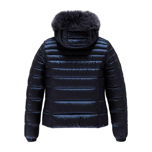 Refrigiwear Blue Nylon Women Jacket with Feather Padding Refrigiwear