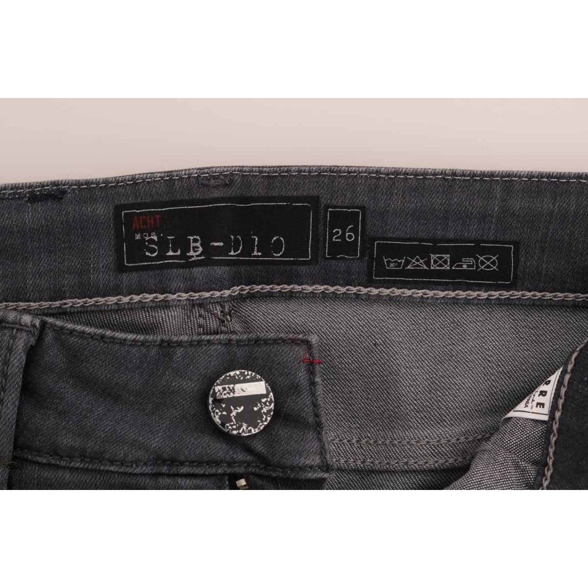 Acht Gray Cotton Slim Fit Denim Jeans