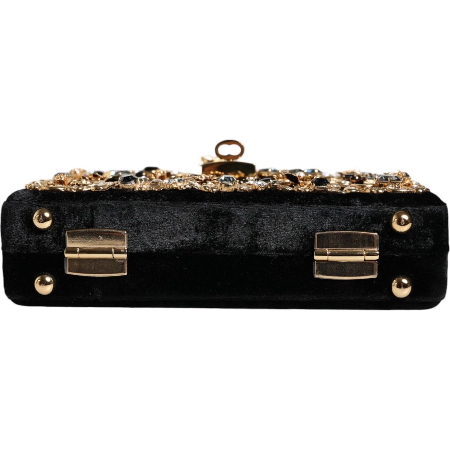 Dolce & Gabbana Black Velvet Floral Crystal Clutch Evening Purse Bag Dolce & Gabbana