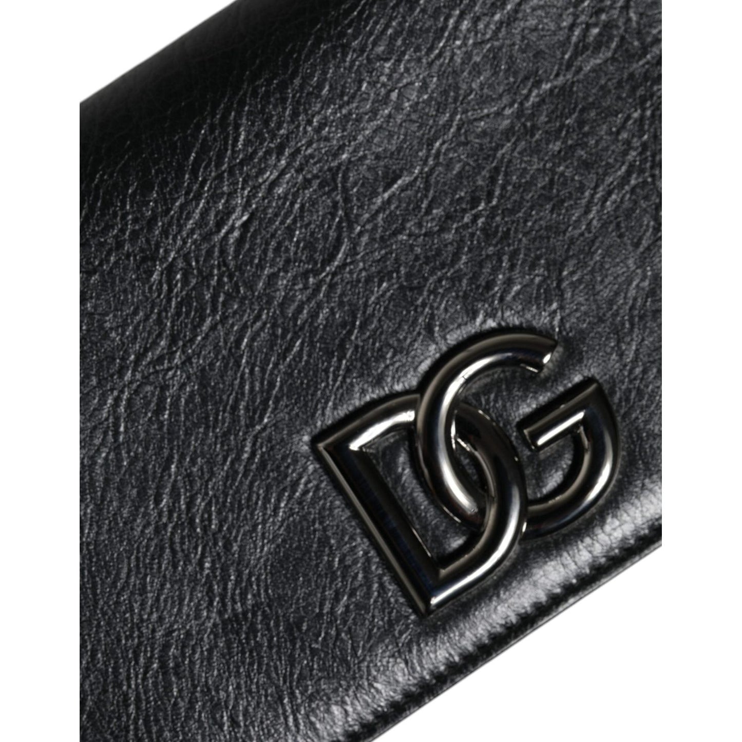 Dolce & Gabbana Black Leather DG Logo Bifold Card Slot Crossbody Bag Dolce & Gabbana