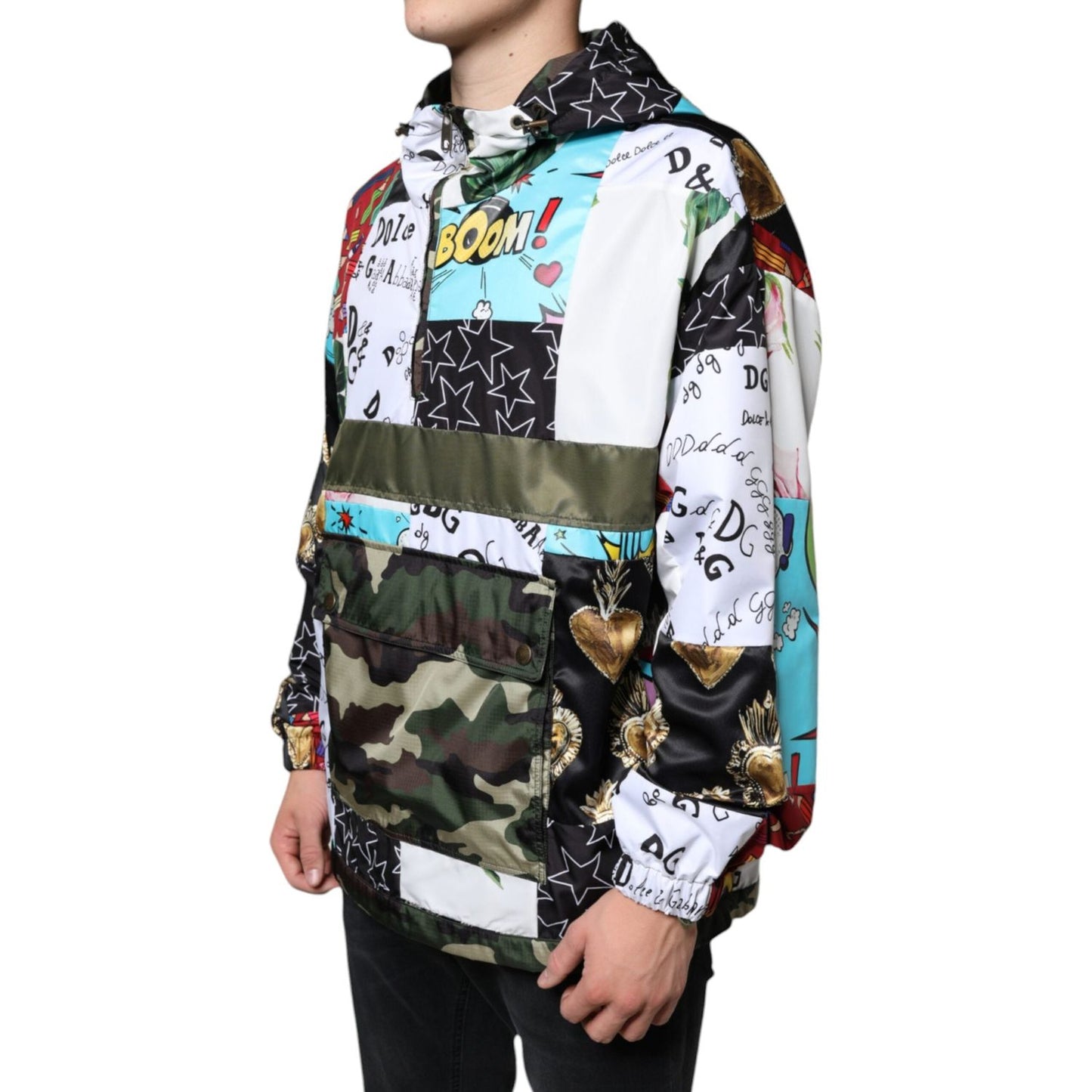 Dolce & Gabbana Multicolor Patchwork Cotton Hooded Jacket Dolce & Gabbana