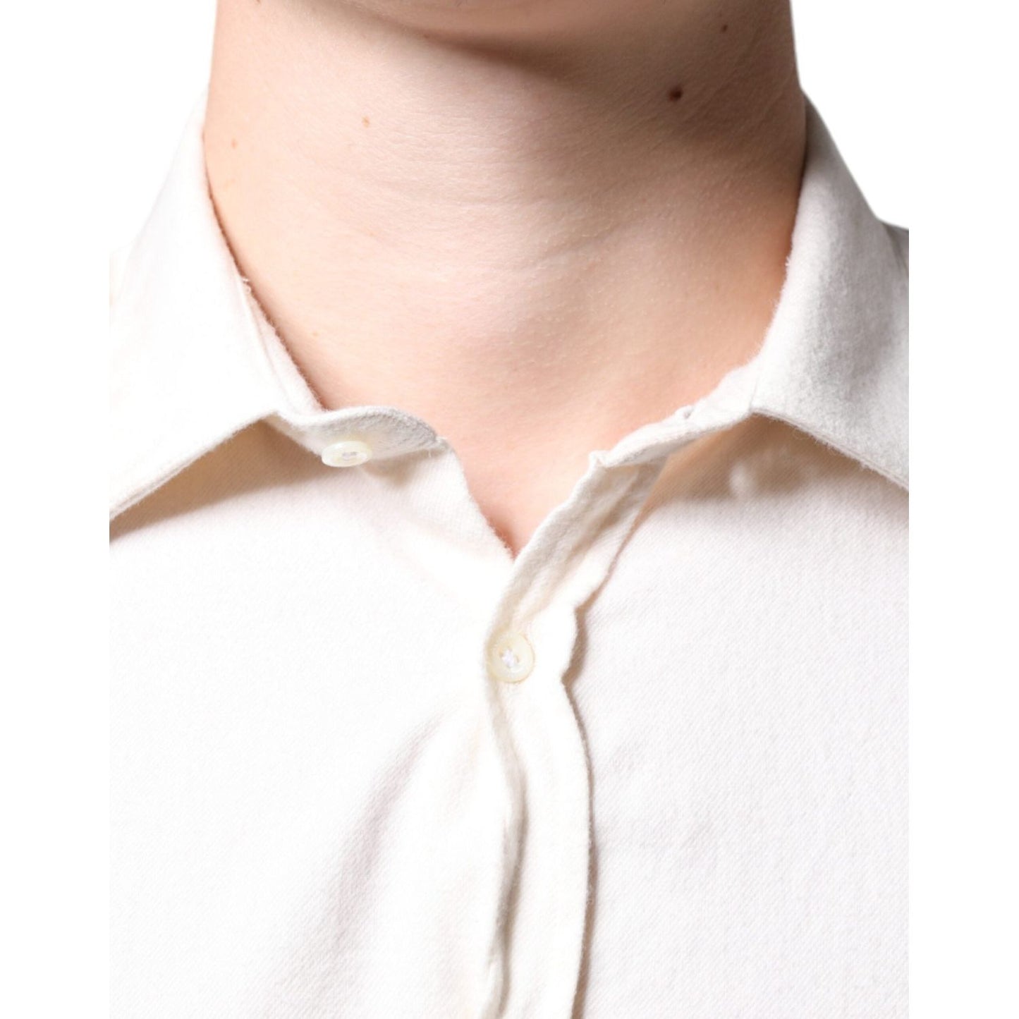 AGLINI Off White Cotton Collared Men Formal Dress Shirt AGLINI