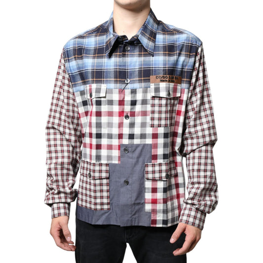 Dolce & Gabbana Multicolor Patchwork Button Down Casual Shirt Dolce & Gabbana