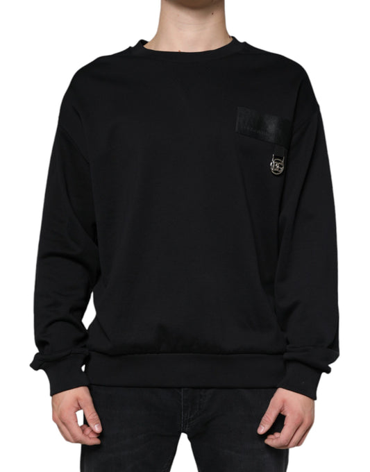 Dolce & Gabbana Black Logo Cotton Long Sleeves Sweatshirt Sweater Dolce & Gabbana