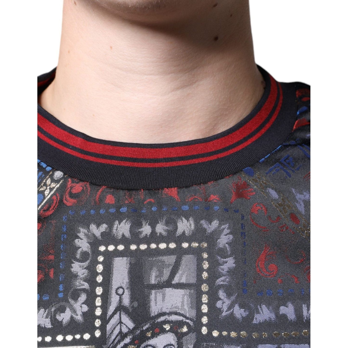 Dolce & Gabbana Multicolor Jacquard Crew Neck Sweatshirt Sweater Dolce & Gabbana