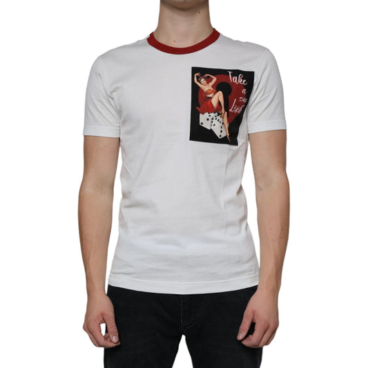 Dolce & Gabbana White Graphic Print Cotton Crew Neck T-shirt Dolce & Gabbana