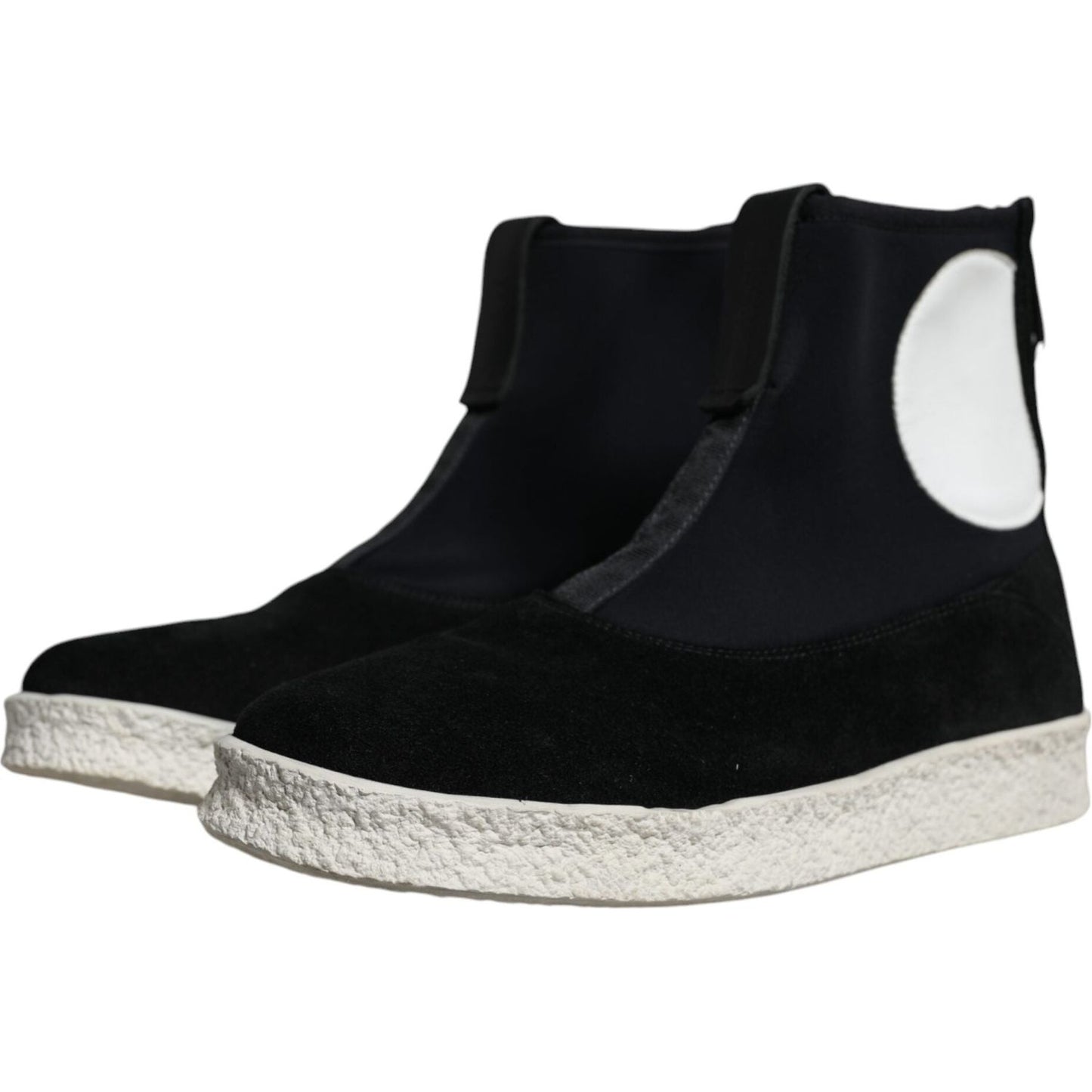 Alexander McQueen Black White Neoprene Takeshi Mid Calf Boots Shoes Alexander McQueen