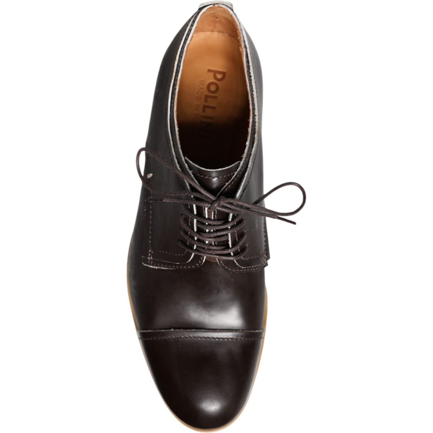 Pollini Black White Leather Lace Up Men Dress Formal Shoes Pollini