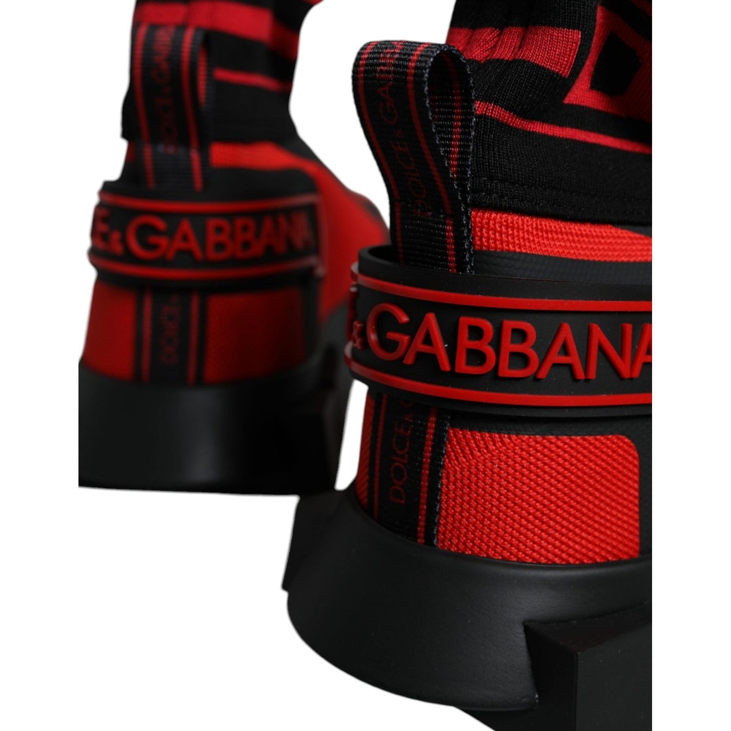 Dolce & Gabbana Red Black Fabric High Top Sorrento Sneakers Shoes Dolce & Gabbana