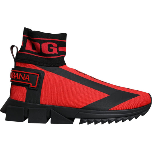 Dolce & Gabbana Red Black Fabric High Top Sorrento Sneakers Shoes Dolce & Gabbana