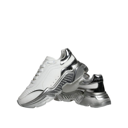 Dolce & Gabbana White Silver Daymaster Low Top Sneakers Shoes