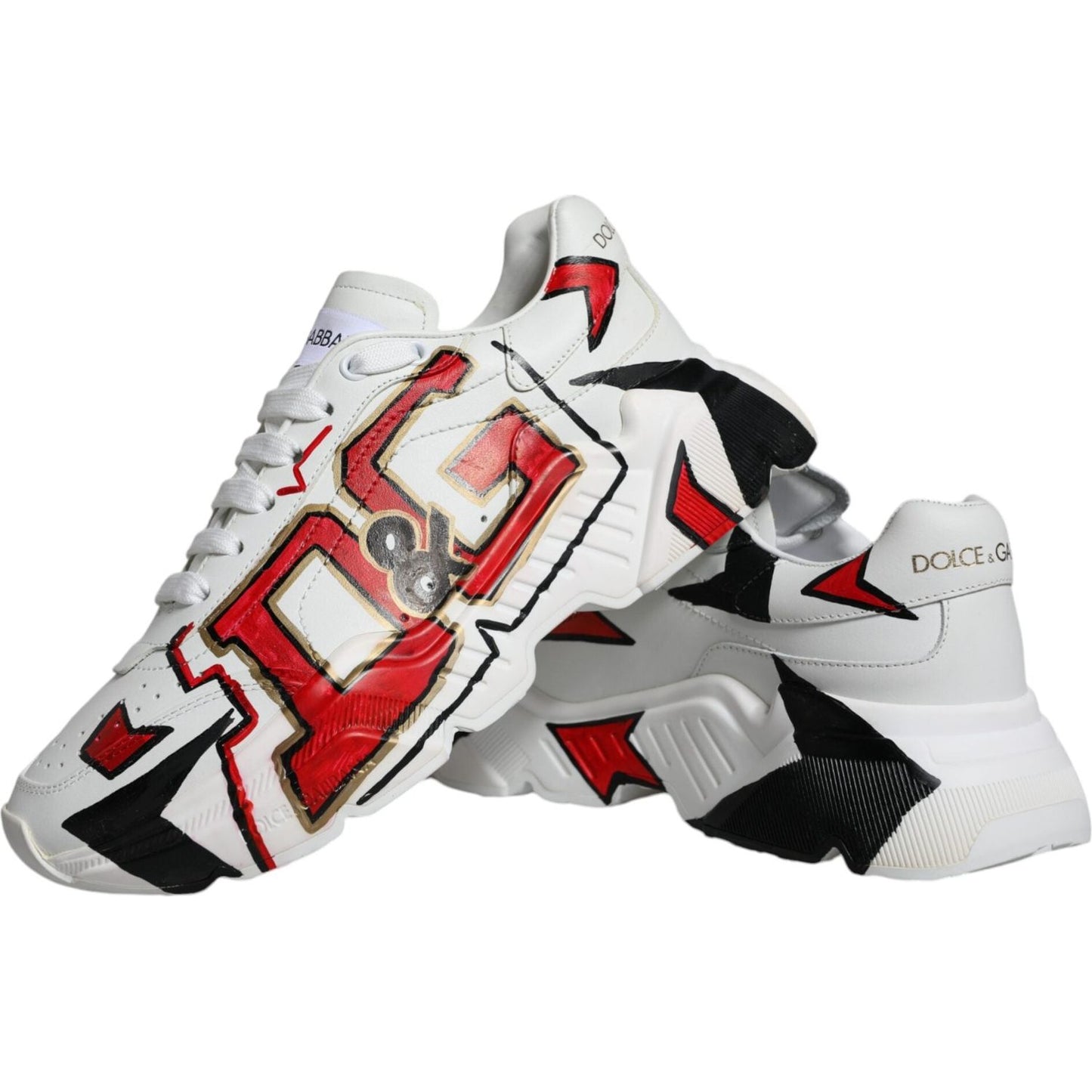 Dolce & Gabbana White Daymaster Hand Painted Sneakers Shoes Dolce & Gabbana