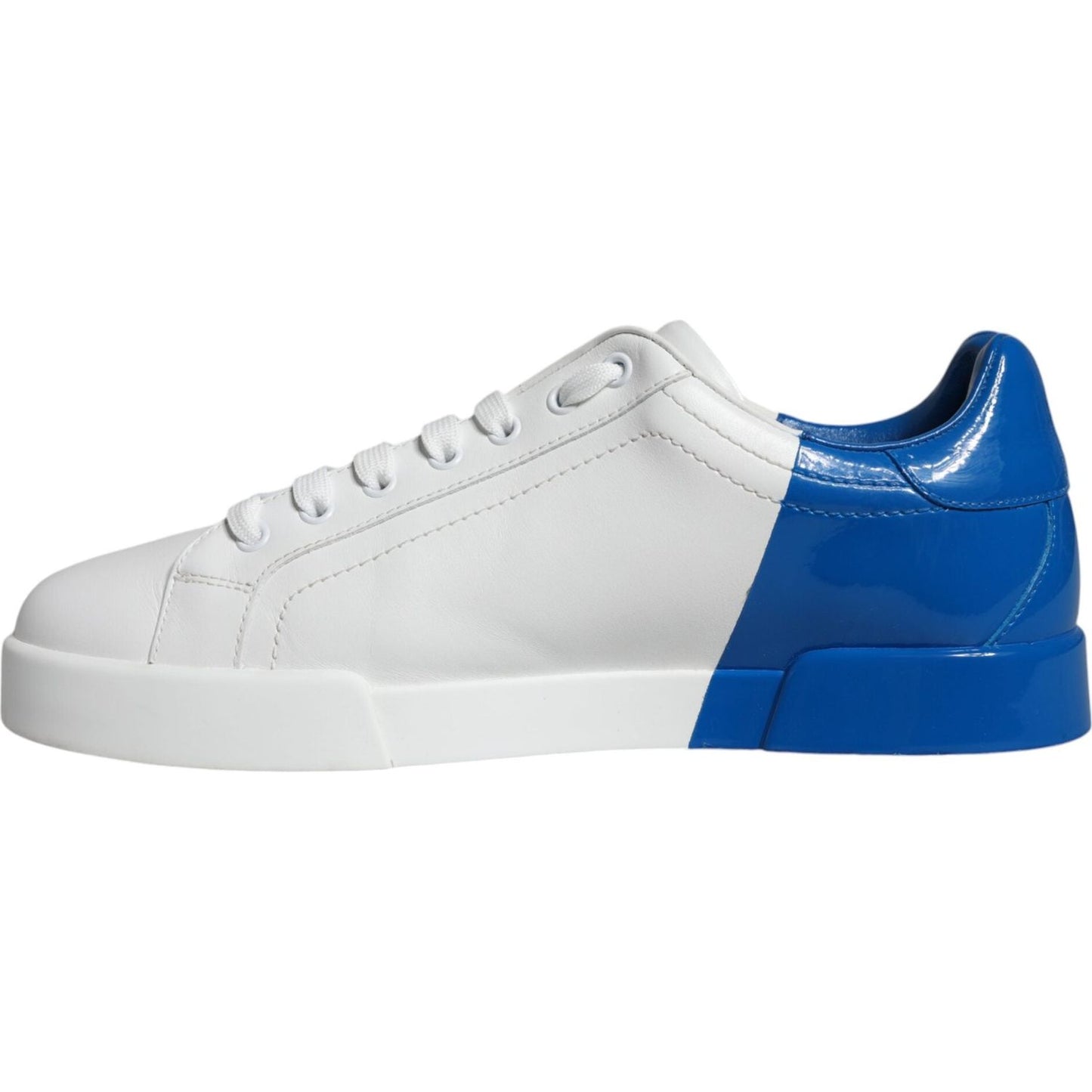 Dolce & Gabbana White Blue Leather Logo Low Top Sneakers Shoes Dolce & Gabbana