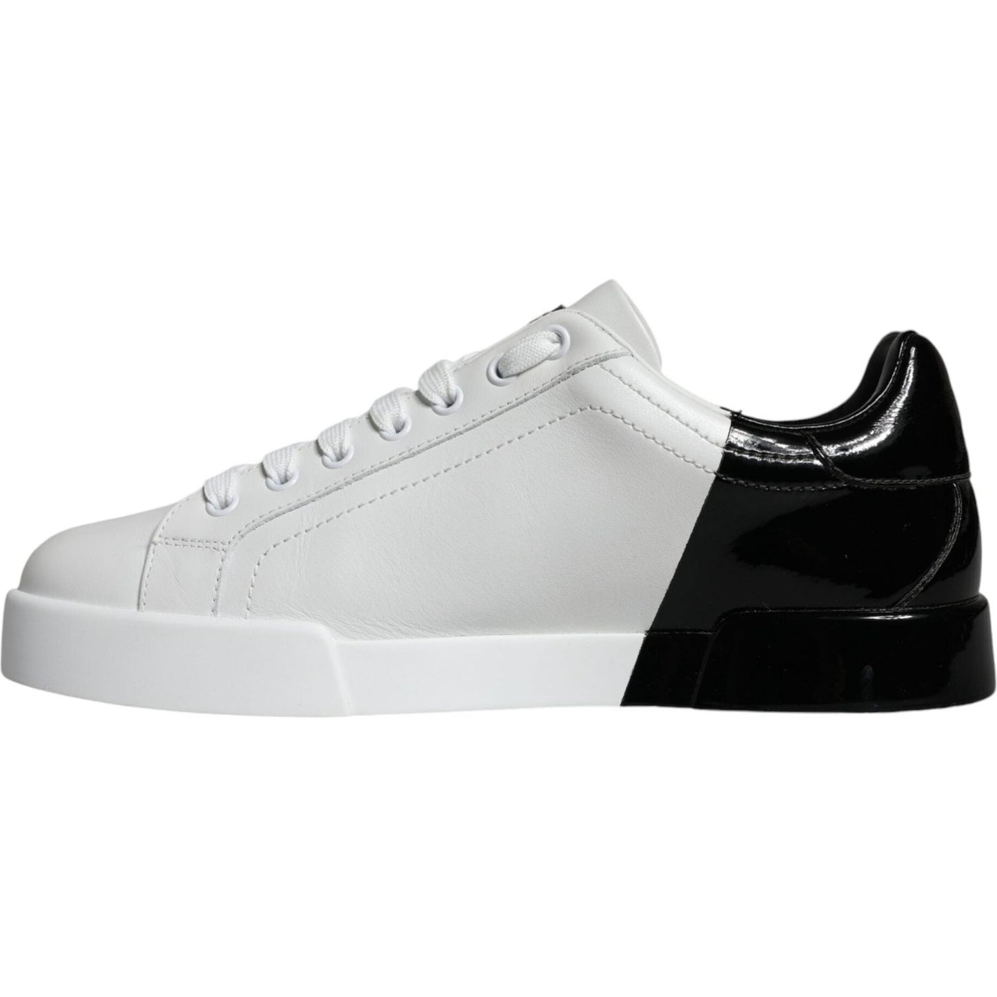 Dolce & Gabbana White Blue Leather Logo Low Top Sneakers Shoes