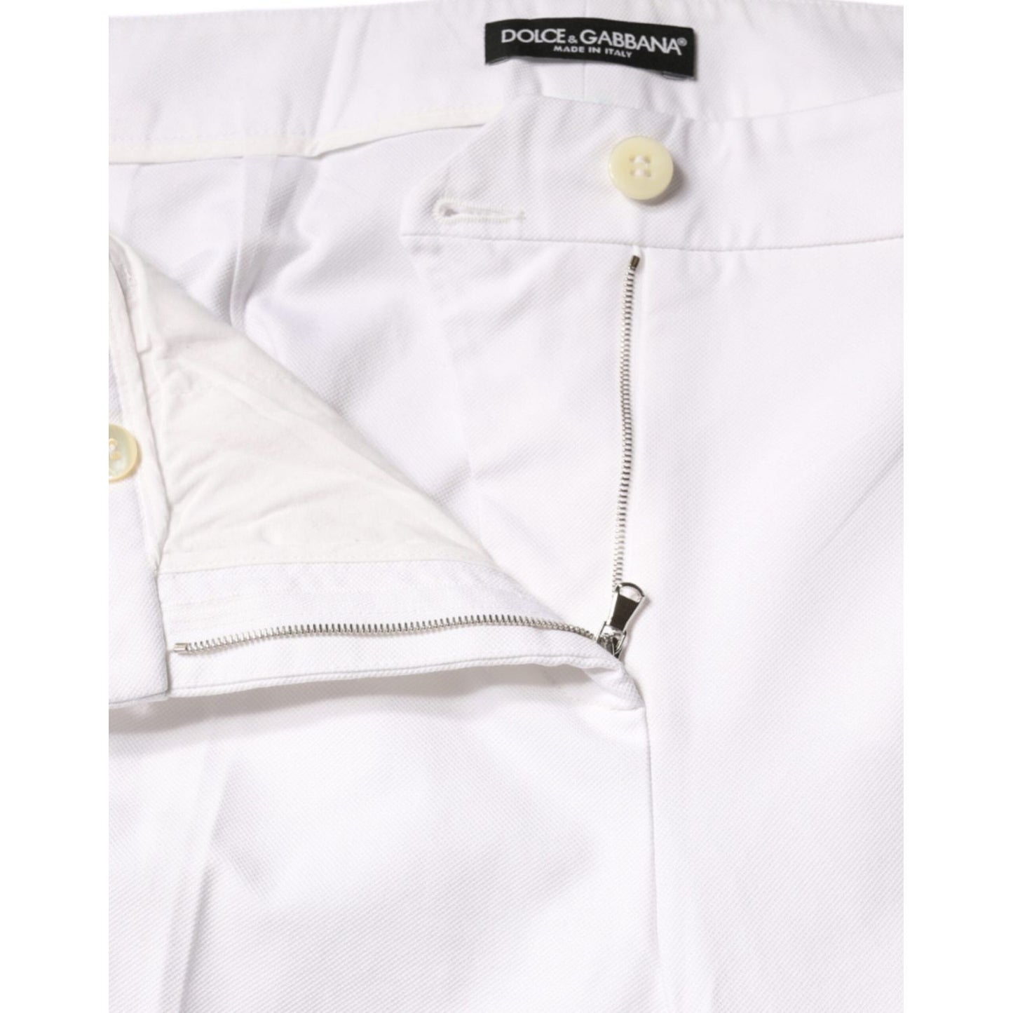 Dolce & Gabbana White Cotton Stretch Tapered Pants Dolce & Gabbana