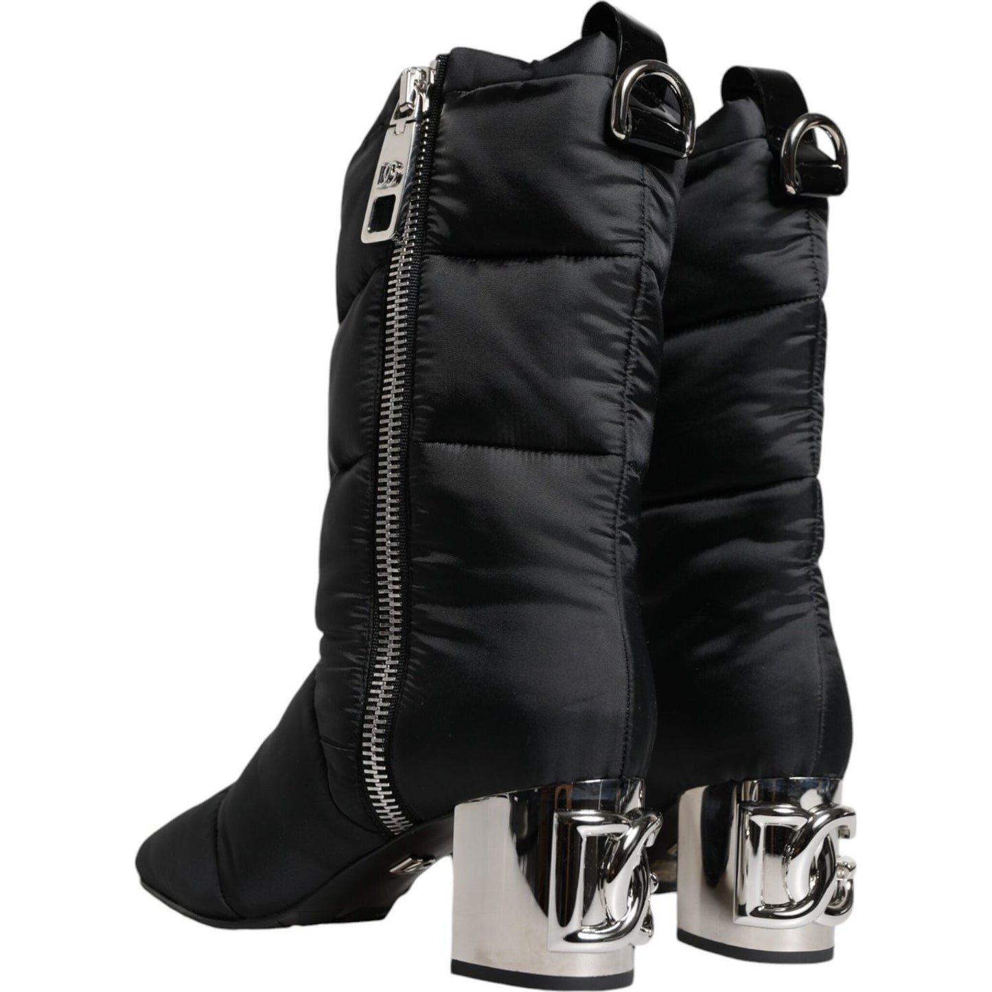 Dolce & Gabbana Black Padded DG Logo Heels Boots Shoes Dolce & Gabbana