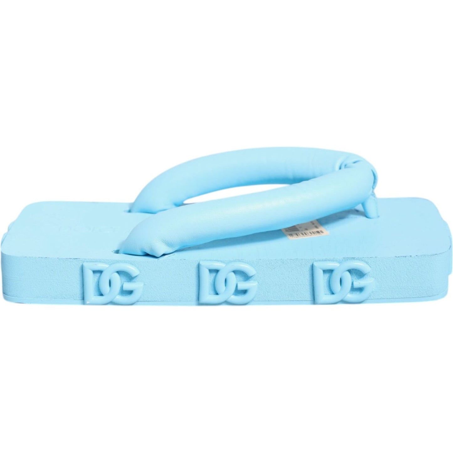 Dolce & Gabbana Light Blue Rubber Slides Flats Sandals Shoes Dolce & Gabbana