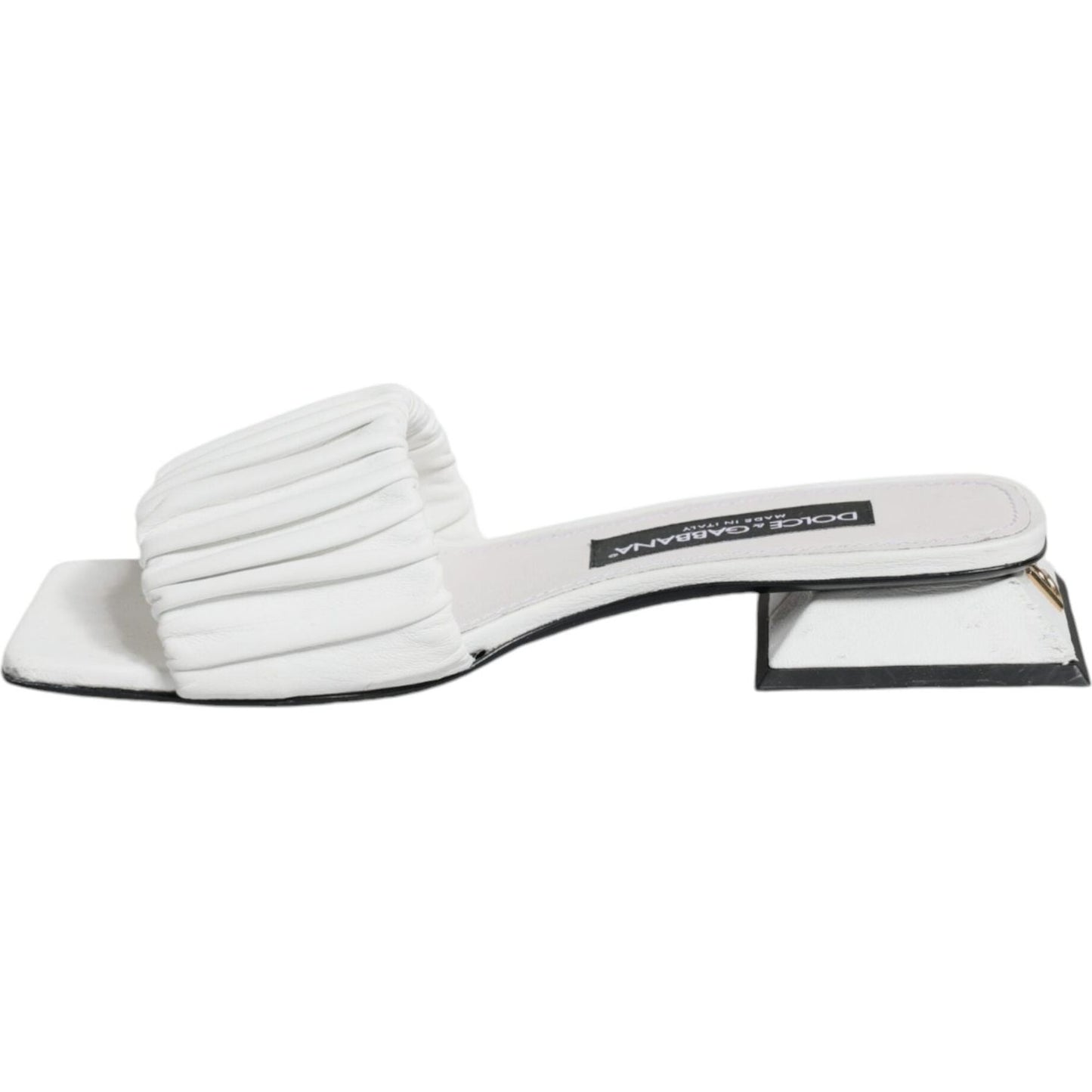 Dolce & Gabbana White Leather Slides Flats Sandals Shoes Dolce & Gabbana