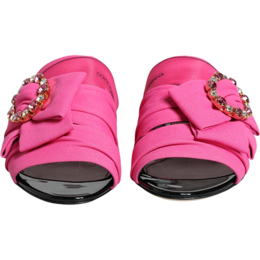 Dolce & Gabbana Pink Black Crystal Slides Sandals Shoes Dolce & Gabbana