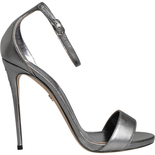 Dolce & Gabbana Silver KEIRA Heels Ankle Strap Sandals Shoes Dolce & Gabbana