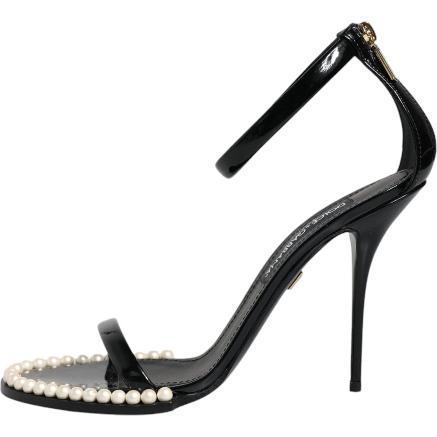 Dolce & Gabbana Black Keira Leather Faux Pearl Sandals Heels Shoes Dolce & Gabbana