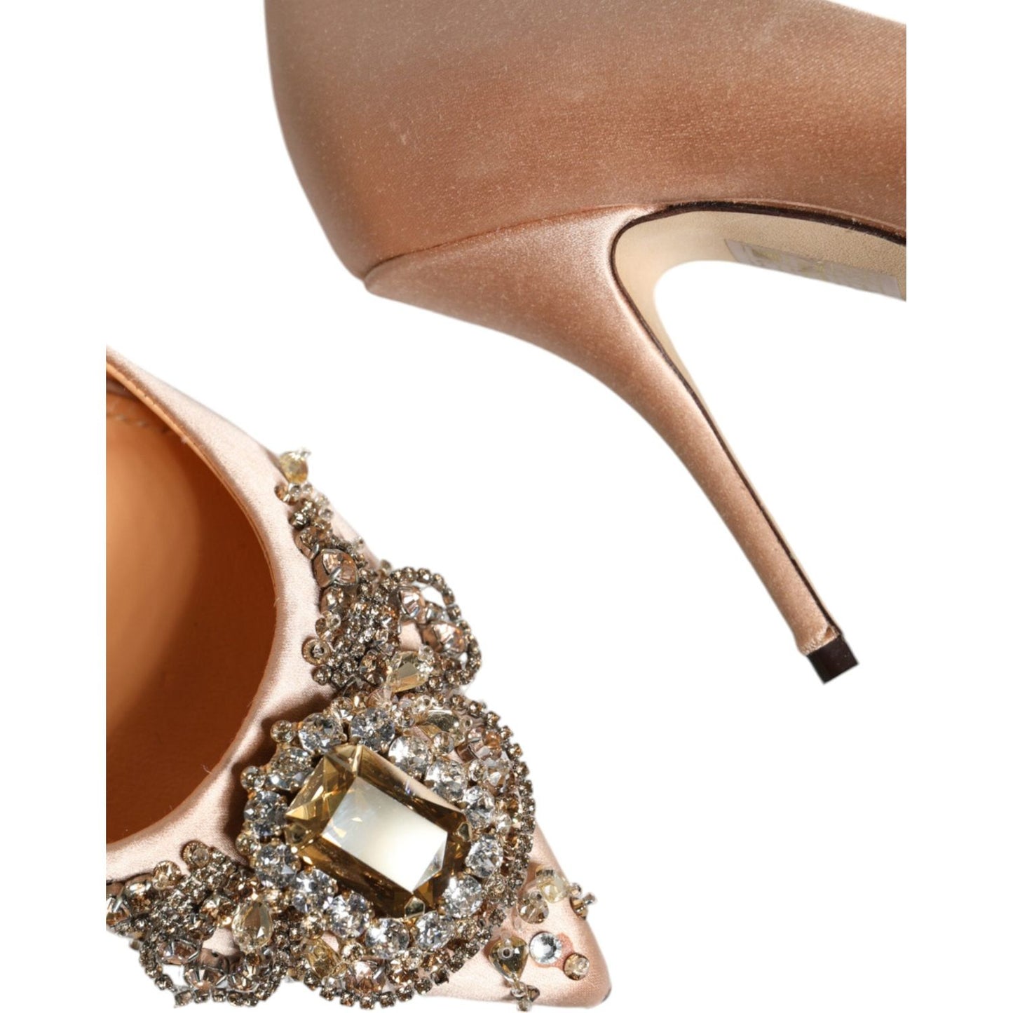 Dolce & Gabbana Beige Satin Crystal High Heels Pumps Shoes Dolce & Gabbana