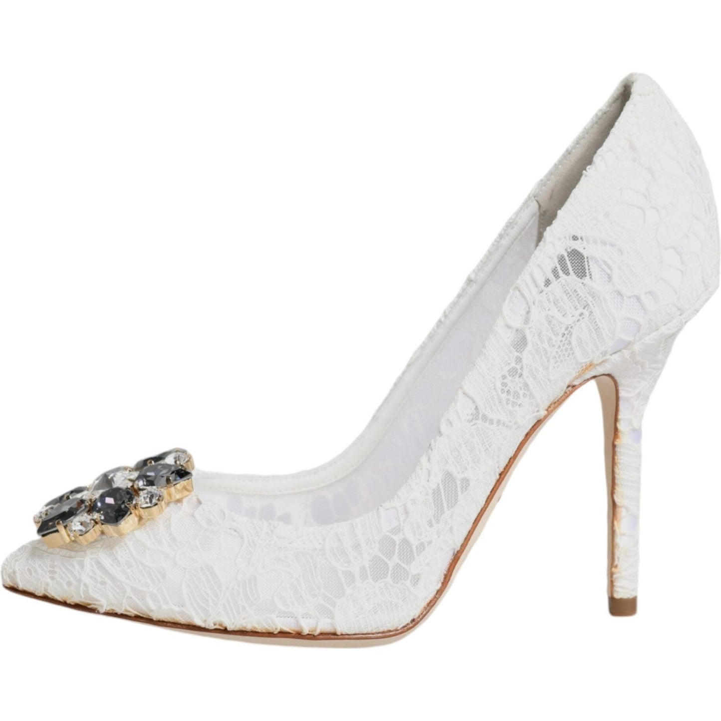 Dolce & Gabbana White Taormina Lace Crystal Heels Pumps Shoes Dolce & Gabbana