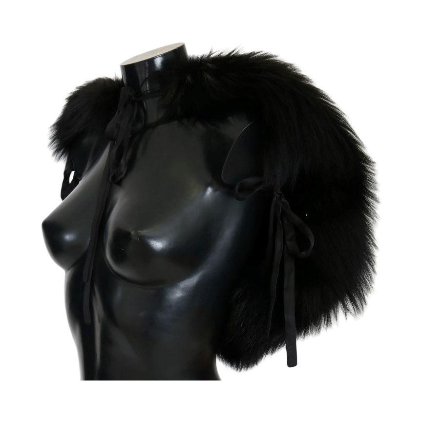 Dolce & Gabbana Black Silver Fox Fur Scarf