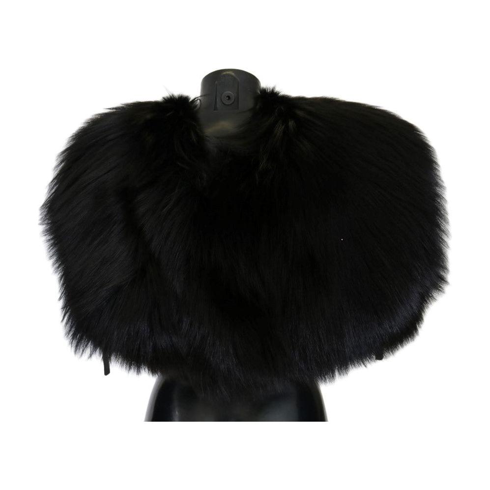 Dolce & Gabbana Black Silver Fox Fur Scarf