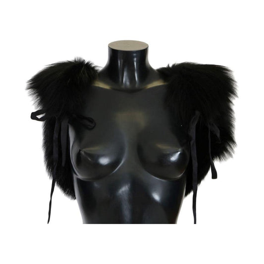 Dolce & Gabbana Black Silver Fox Fur Scarf Dolce & Gabbana