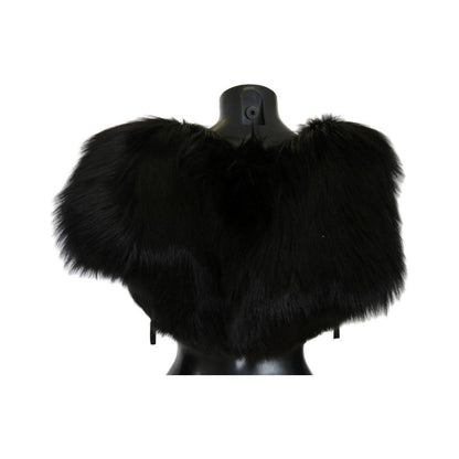 Dolce & Gabbana Black Silver Fox Fur Scarf