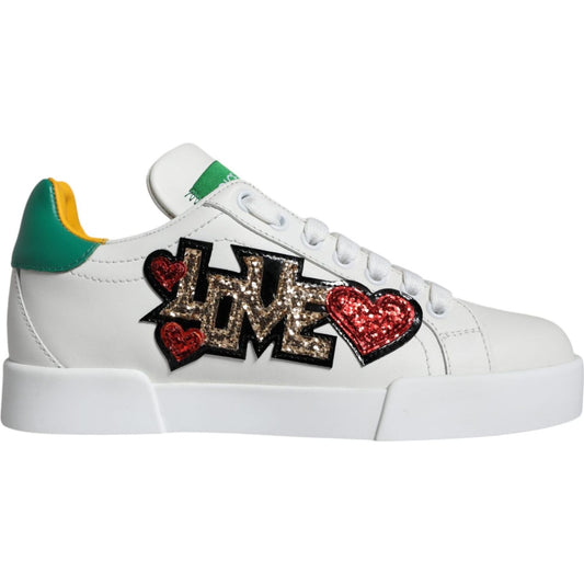 Dolce & Gabbana White Love Patch Portofino Sneakers Shoes Dolce & Gabbana