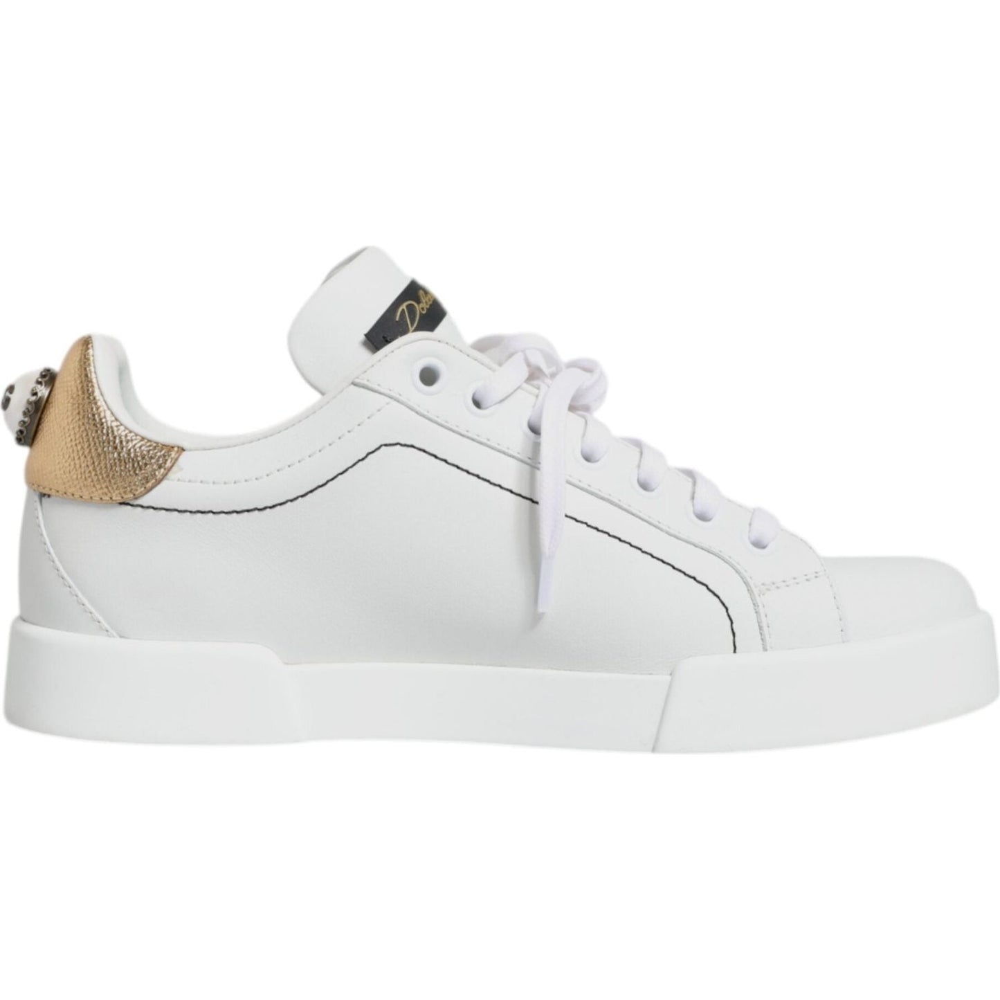 Dolce & Gabbana White Leather Portofino Low Top Sneaker Shoes Dolce & Gabbana