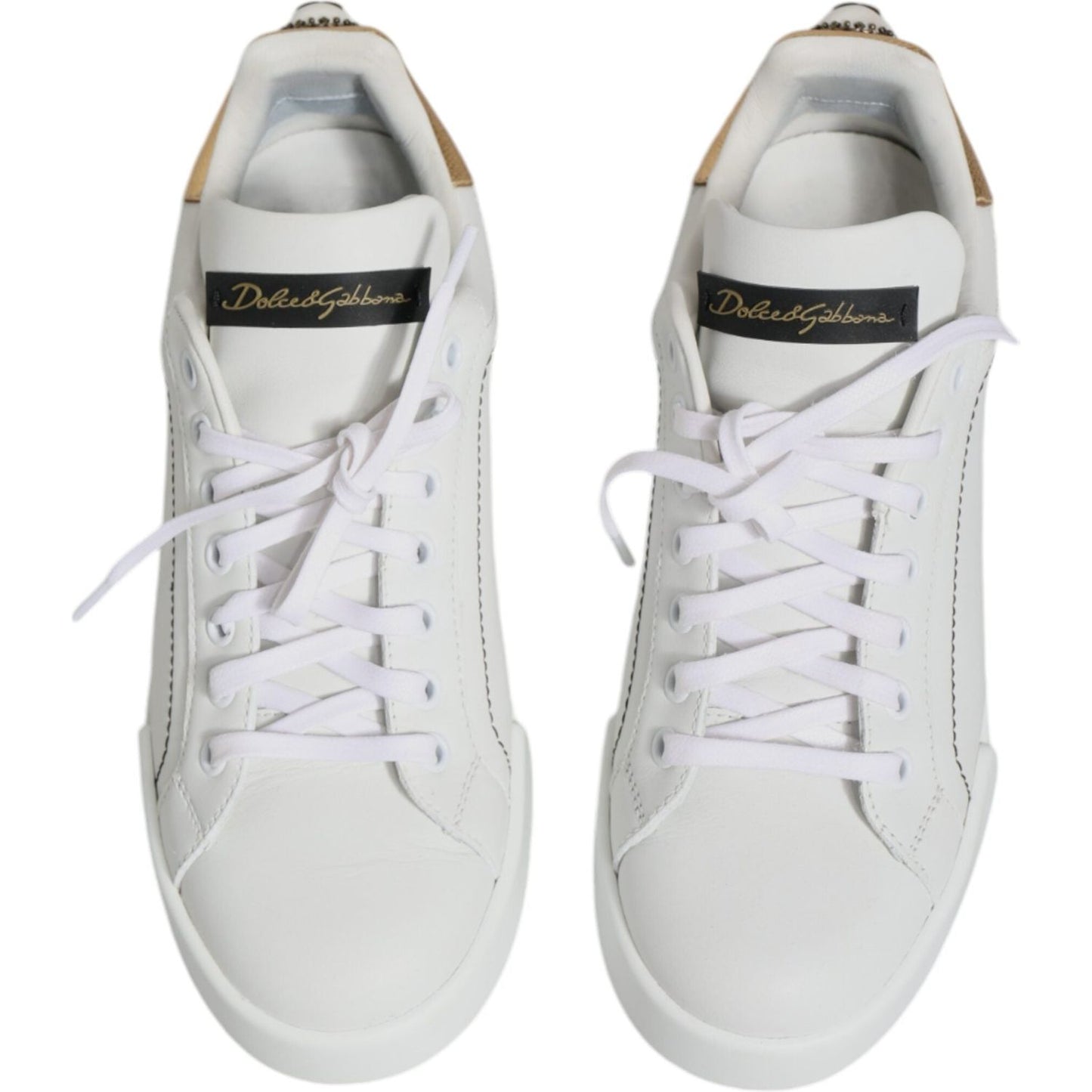 Dolce & Gabbana White Leather Portofino Low Top Sneaker Shoes Dolce & Gabbana