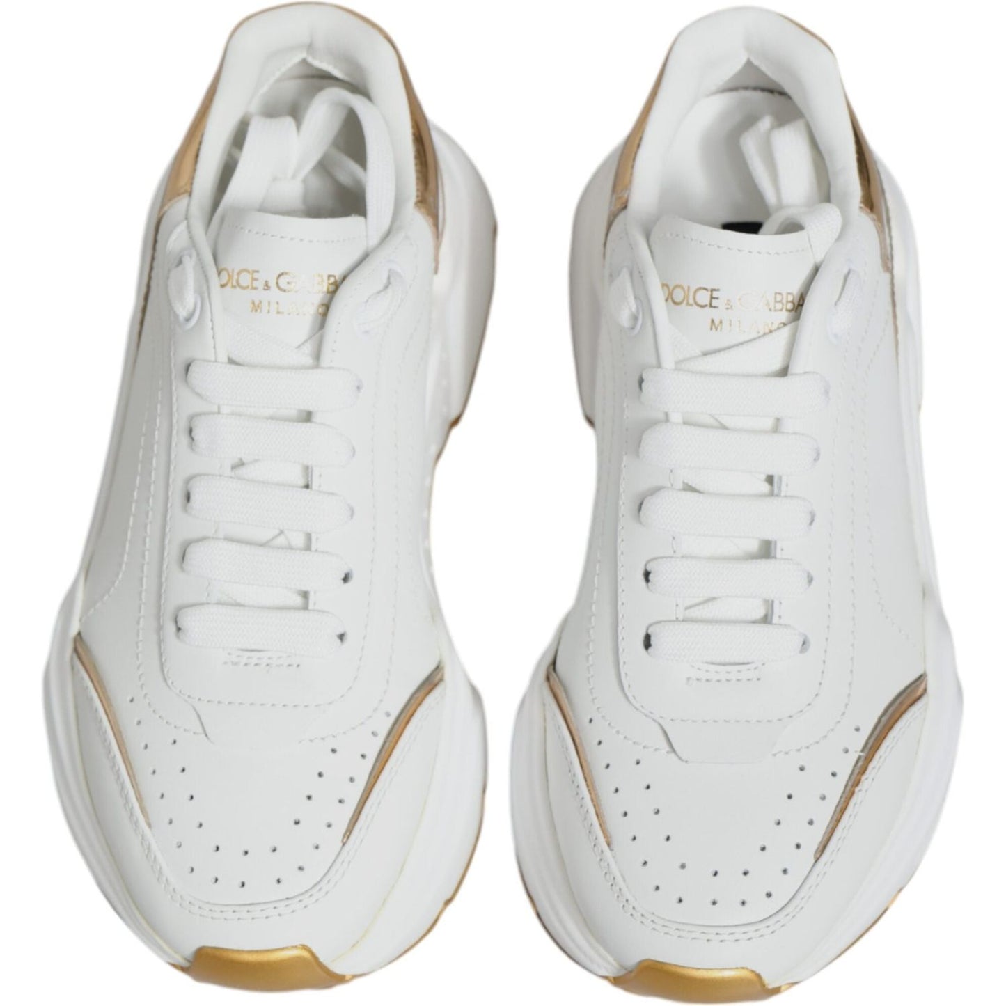 Dolce & Gabbana White Gold Daymaster Low Top Sneakers Shoes Dolce & Gabbana