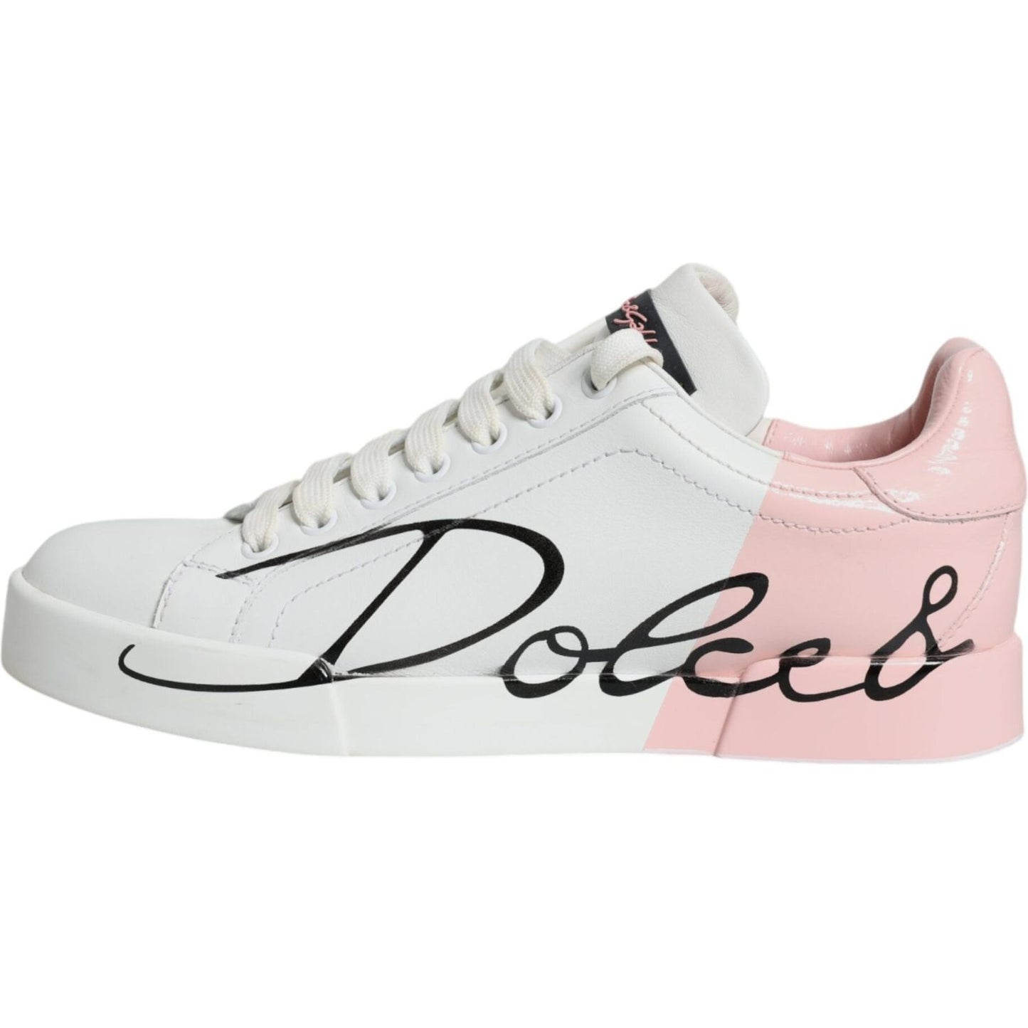 Dolce & Gabbana White Pink Portofino Low Top Sneakers Shoes Dolce & Gabbana