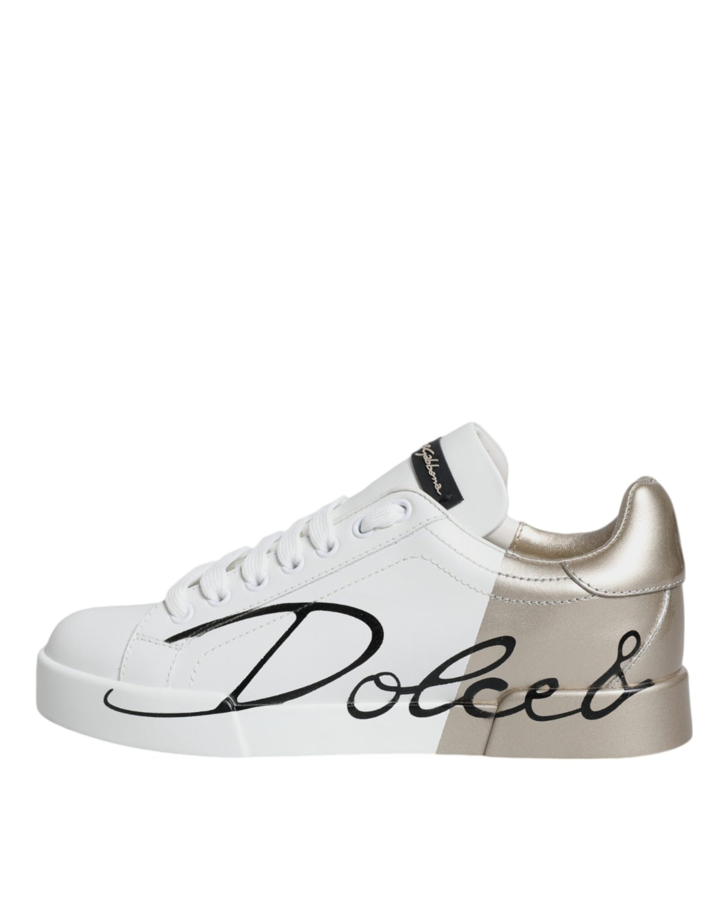 Dolce & Gabbana White Gold Portofino Low Top Sneakers Shoes Dolce & Gabbana