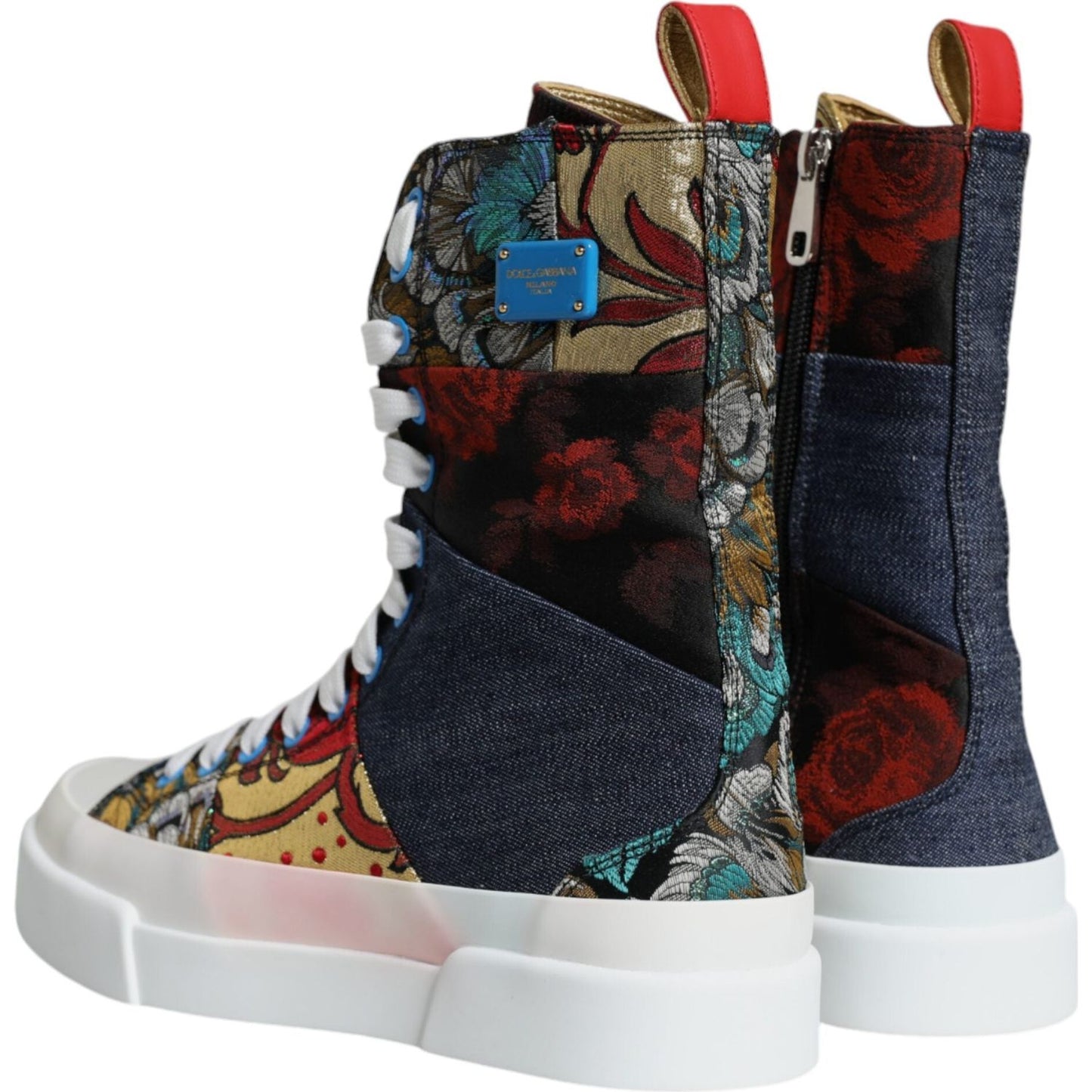 Dolce & Gabbana Multicolor Patchwork Logo High Top Sneakers Shoes Dolce & Gabbana