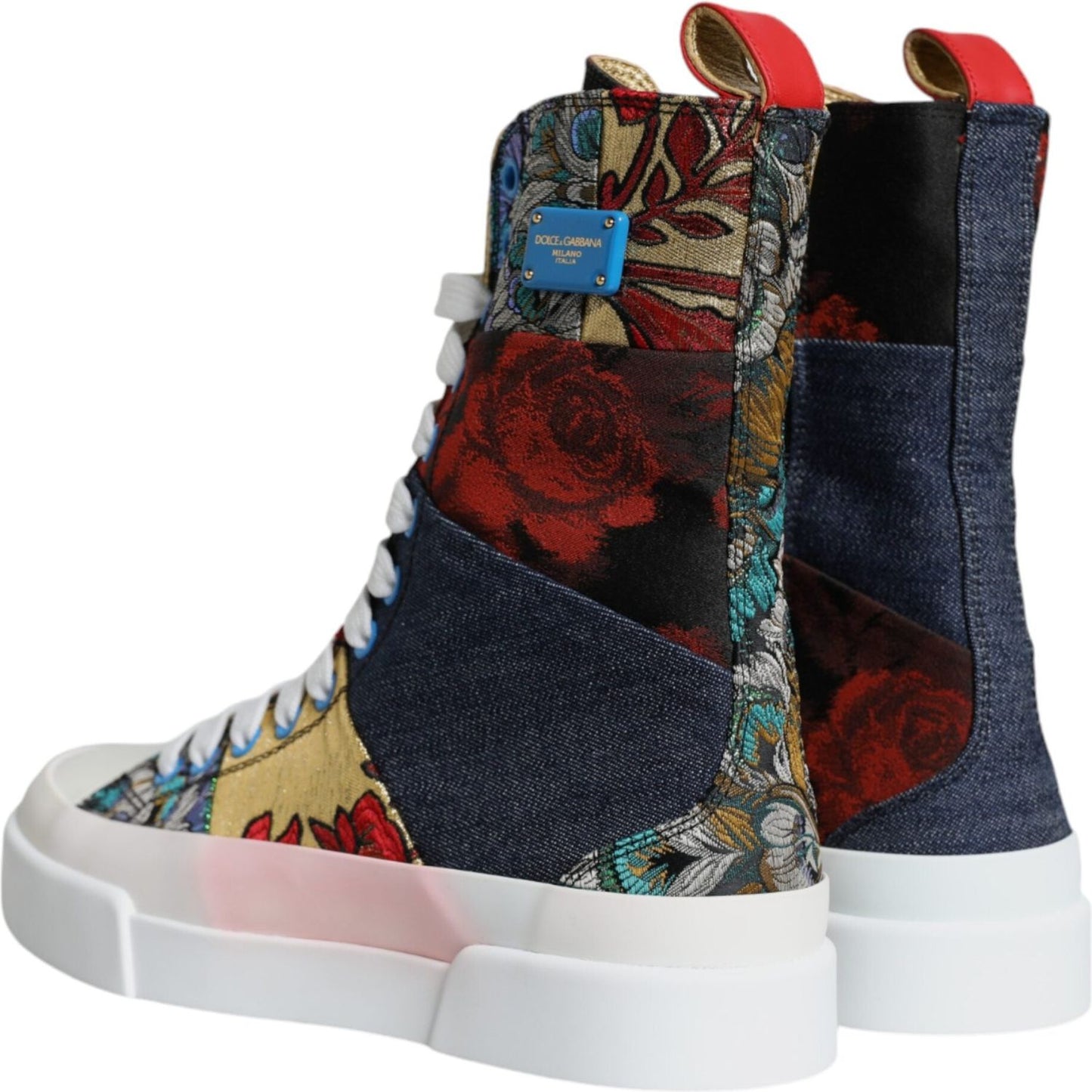 Dolce & Gabbana Multicolor Patchwork Logo High Top Sneakers Shoes Dolce & Gabbana