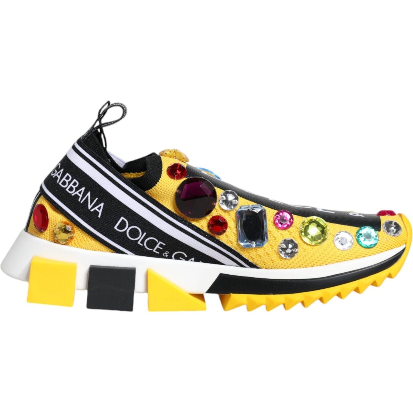 Dolce & Gabbana Yellow Sorrento Crystals Low Top Sneakers Shoes Dolce & Gabbana