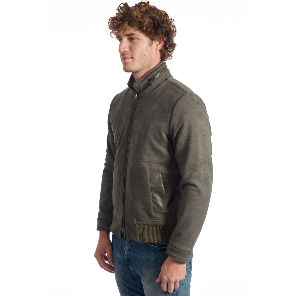 Roberto Pepe Luxury Green Eco Leather Men Jacket 1728,67345744032,Bicolor,Bombers - Jackets & Coats - Clothing,Clothing,IT48 | M,Jackets & Coats - Clothing,Jackets - Men - Clothing,Men,Men - Clothing,New with tags,Roberto Pepe Luxury