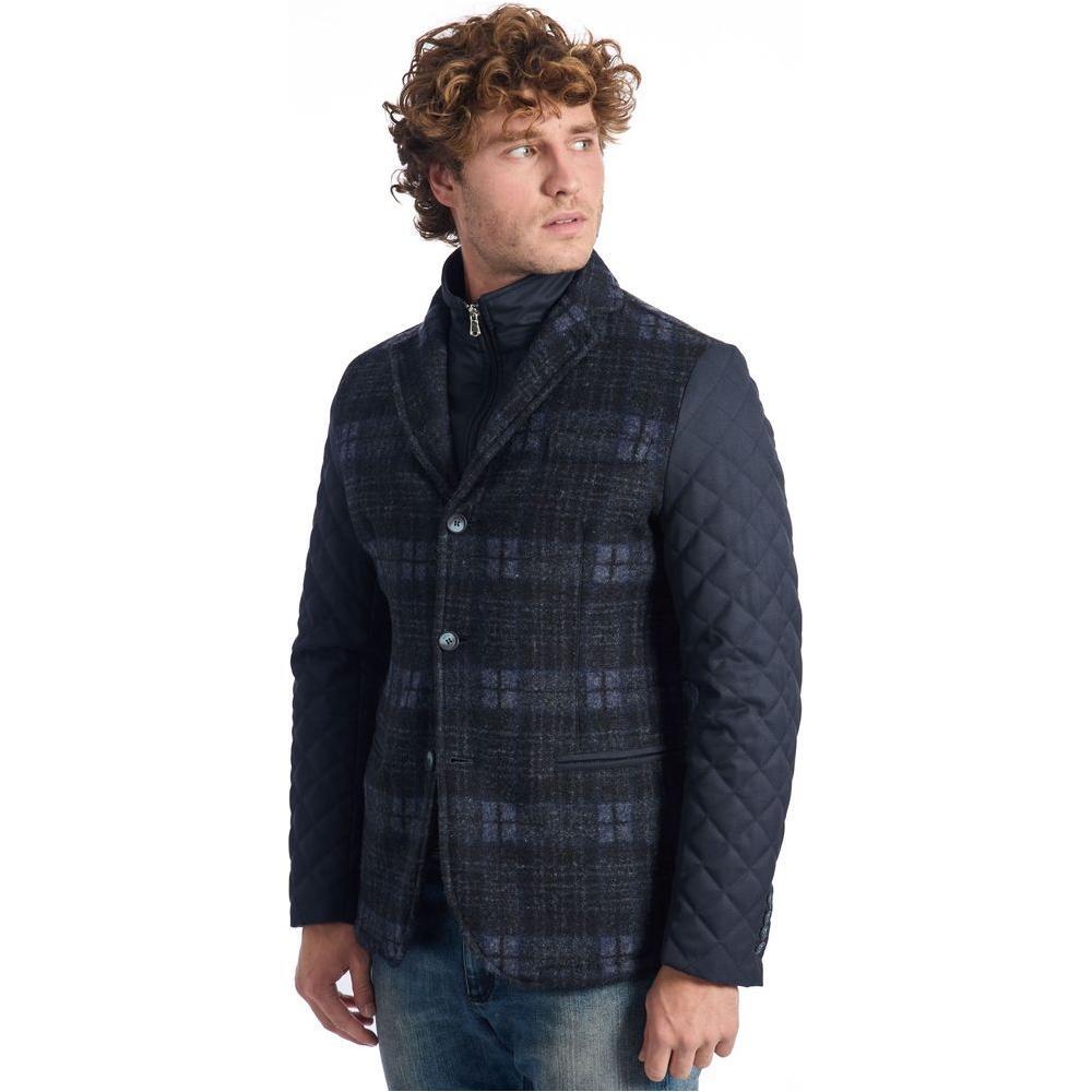 Roberto Pepe Luxury Blue Wool Men Jacket 1728,67345744032,Blue,Clothing,IT48 | M,Jackets & Coats - Clothing,Jackets - Men - Clothing,Men,Men - Clothing,New with tags,Roberto Pepe Luxury