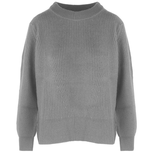 Malo Gray Cashmere Women Sweater with Ribbed Embroidery Malo