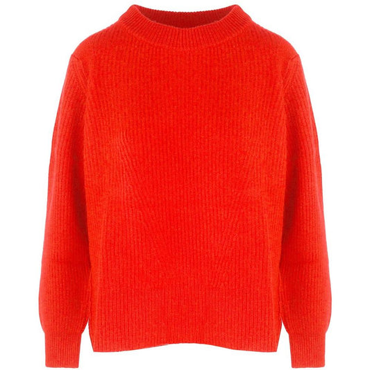 Malo Orange Cashmere Women Sweater with Ribbed Embroidery Malo