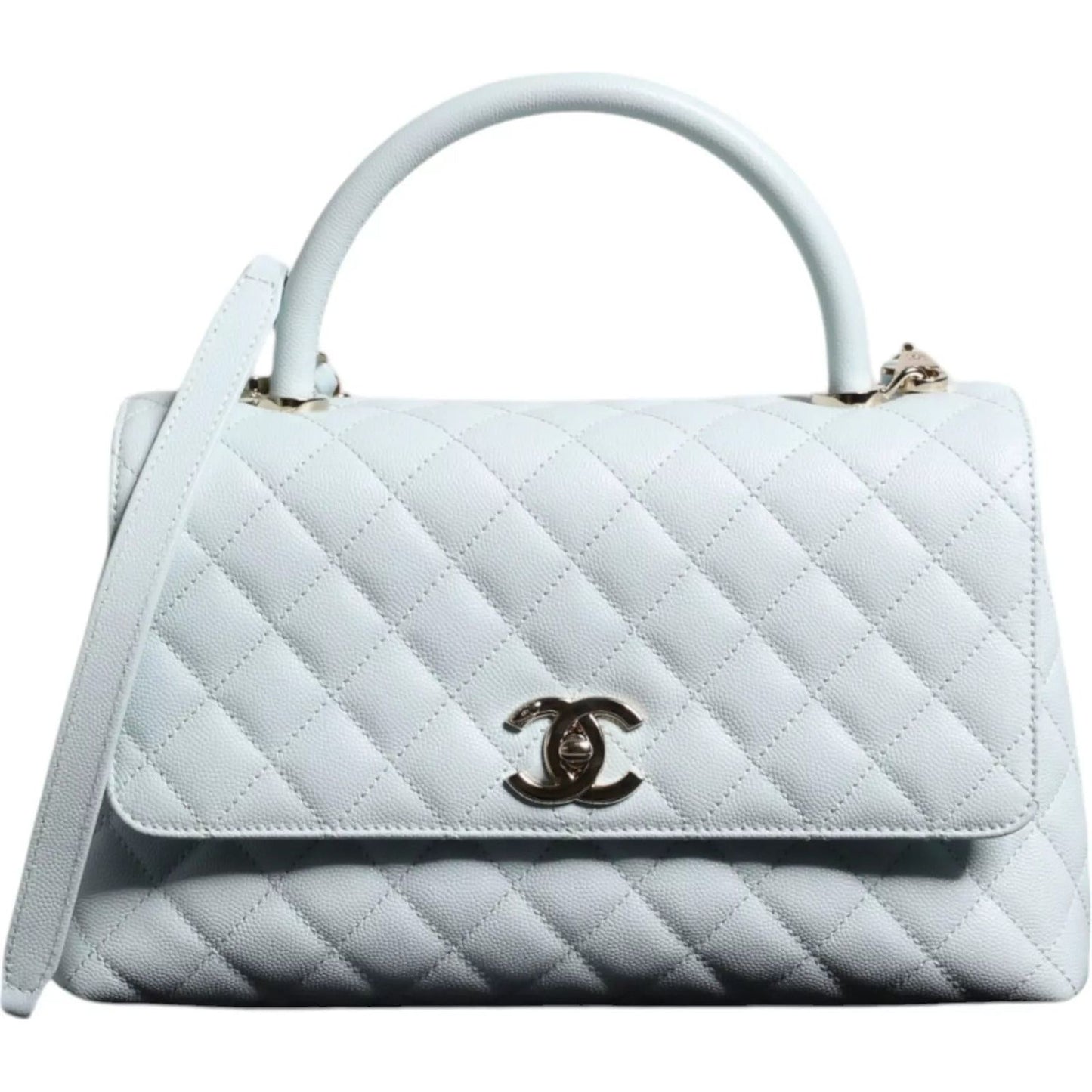 Chanel Blue Flap Top Handle Medium Robin Egg Coco Handle Bag Chanel