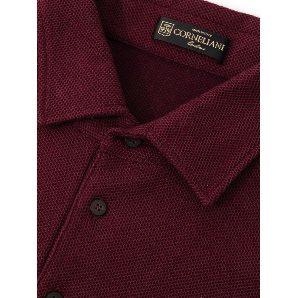 Corneliani Bordeaux Cotton Polo Shirt Corneliani