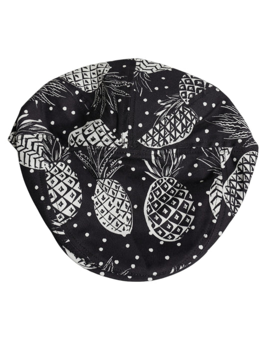 Dolce & Gabbana Black White Pineapple Print Newsboy Cap Hat Dolce & Gabbana