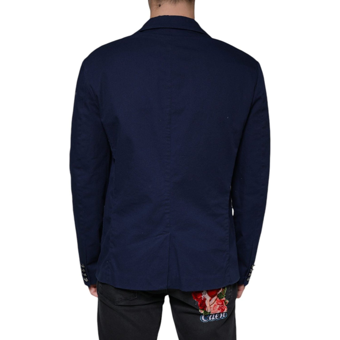 Dolce & Gabbana Blue Notch Single Breasted Dress Coat Blazer Dolce & Gabbana