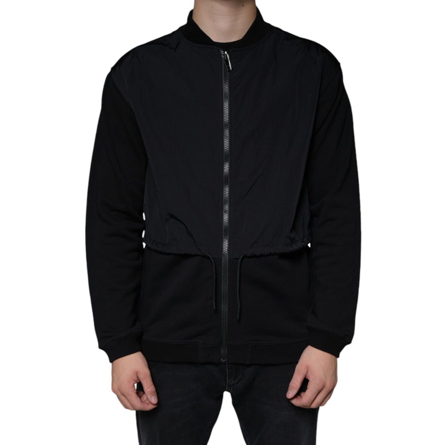 MSGM Black Cotton Full Zip Bomber Long Sleeves Jacket MSGM